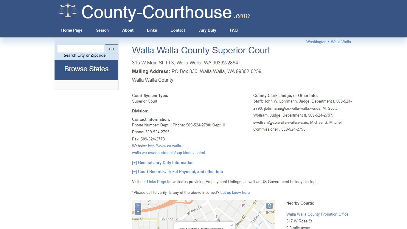 Walla Walla County Superior Court in Walla Walla, WA - Court Information